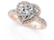 Heart-Shaped Halo Pave Engagement Ring Setting | Heart Cutout Gallery | Rose Gold