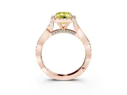 Emerald Cut Twist Halo Engagement Ring Setting for a Fancy Yellow Lab-Grown Diamond | Rose Gold