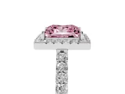Fancy Pink Princess Cut Diamond Halo Pavé Solitaire Ring Set in Silver with Prong-Set Center Stone