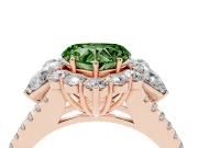 Fancy Green Heart Cut Diamond Halo Split Shank Engagement Ring Set in Rose gold with Prong-Held Center Stone