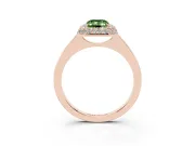 Fancy Green Emerald Cut Diamond Halo Engagement Ring Set in Rose gold with Solitaire Band and Prong Setting