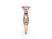 Oval Three-Stone Twist Engagement Ring Setting for a Fancy Pink Lab-Grown Diamond | Rose Gold