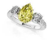 Pear-Shaped Engagement Ring Setting for a Fancy Yellow Lab-Grown Diamond | Three Stone | Platinum