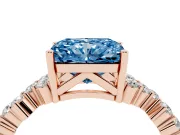 Radiant Cut Scattered Accent Engagement Ring Setting for a Fancy Blue Lab-Grown Diamond | Rose Gold