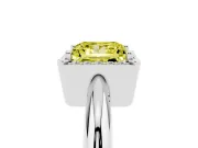 Fancy Yellow Princess Cut Diamond Halo Engagement Ring Set in White gold with Plain Split Shank and Prong Setting