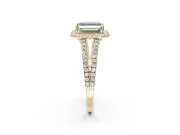 Asscher Cut Halo Split Shank Engagement Ring Setting for a Fancy Green Lab-Grown Diamond | Pavé Shoulders | Yellow Gold