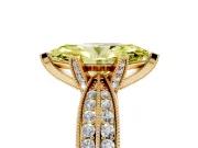 Marquise Milgrain Solitaire Engagement Ring Setting for a Fancy Yellow Lab-Grown Diamond | Hidden Halo | Yellow Gold