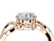 Round Bypass Solitaire Engagement Ring Setting | Pavé and Plain Strands | Rose Gold
