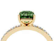 Emerald Cut Pavé Solitaire Engagement Ring Setting for a Fancy Green Lab-Grown Diamond | Single Row Band | Yellow Gold