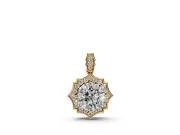 Round Lab-Grown Diamond Pointed Halo Pendant Necklace | Pavé Bail | Yellow Gold