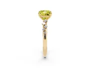 Fancy Yellow Princess Cut Diamond Cluster Solitaire Ring Set in Yellow gold with Prong Setting