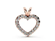 Round Lab-Grown Diamond Pavé Open Heart Pendant Necklace | Split Bail | Rose Gold