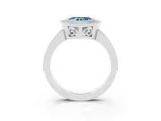 Fancy Blue Heart Cut Diamond Round Halo Ring Set in White gold with Pavé Band
