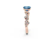 Fancy Blue Radiant Cut Diamond Solitaire Twisted Band Set in Rose gold with Pavé Setting
