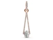 Oval Lab-Grown Diamond Pavé Open Triangle Pendant Necklace | Pavé Bail | Rose Gold