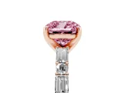 Cushion Cut Baguette Side Stone Engagement Ring Setting for a Fancy Pink Lab-Grown Diamond | Rose Gold