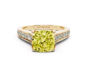 Cushion Cut Graduated Pavé Engagement Ring Setting for a Fancy Yellow Lab-Grown Diamond | Yellow Gold