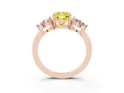 Cushion Cut Cluster Side Stone Engagement Ring Setting for a Fancy Yellow Lab-Grown Diamond | Plain Band | Rose Gold