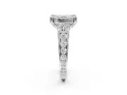 Asscher Cut Halo Side Cluster Engagement Ring Setting | Graduated Channel Band | Platinum