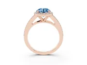 Round Halo Engagement Ring Setting for a Fancy Blue Lab-Grown Diamond | Pave Split Shank | Rose Gold
