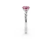 Fancy Pink Round Cut Diamond Cluster Solitaire Ring Set in Silver with Prong Setting