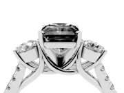 Fancy Black Three-Stone Radiant Cut Diamond Pavé Band Ring Set in Silver with Prong-Set Trio