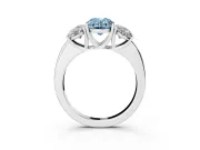 Fancy Blue Oval Cut Diamond Three-Stone Ring Set in Silver with Bold Center and Classic Band
