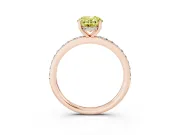 Fancy Yellow Oval Cut Diamond Pavé Band Ring Set in Rose gold with Prong-Set Center Stone