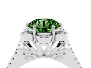 Round Petal Frame Floral Halo Engagement Ring Setting for a Fancy Green Lab-Grown Diamond | Pavé Split Shank | Platinum
