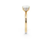 Princess Cut Hidden Halo Engagement Ring Setting | Thin Plain Band | Yellow Gold
