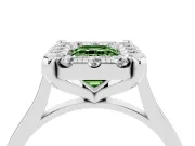 Emerald Cut Claw Corner Halo Engagement Ring Setting for a Fancy Green Lab-Grown Diamond | Plain Band | Sterling Silver