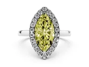 Marquise Thin Halo Engagement Ring Setting for a Fancy Yellow Lab-Grown Diamond | Plain Polished Band | Platinum