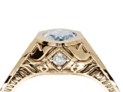 Marquise Vintage Bezel Engagement Ring Setting for a Fancy Blue Lab-Grown Diamond | Engraved Band | Yellow Gold