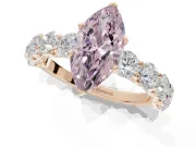 Marquise Side Stone Engagement Ring Setting for a Fancy Pink Lab-Grown Diamond | Scalloped Prong Accents | Rose Gold