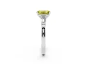 Fancy Yellow Emerald Cut Diamond Solitaire Ring Set in Silver with Tapered Baguette Accents and Prong Setting