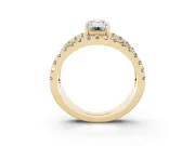 Emerald Cut Wide Open Split Shank Engagement Ring Setting | Pavé Strands | Yellow Gold