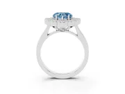 Heart-Shaped Milgrain Cluster Halo Engagement Ring Setting for a Fancy Blue Lab-Grown Diamond | Plain Band | White Gold