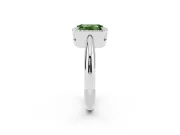 Fancy Green Emerald Cut Diamond Halo Engagement Ring Set in Silver with Plain Split Shank and Prong Setting