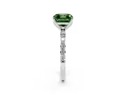 Asscher Cut Pave Engagement Ring Setting for a Fancy Green Lab-Grown Diamond | Slim Band | Platinum