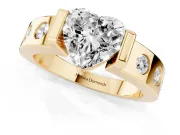 Heart-Shaped Tension Style Engagement Ring Setting | Flush Set Accents | Yellow Gold