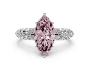 Marquise Multi Row Pave Engagement Ring Setting for a Fancy Pink Lab-Grown Diamond | Sterling Silver