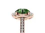 Round Halo Engagement Ring Setting for a Fancy Green Lab-Grown Diamond | Petal Tips | Rose Gold