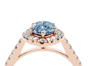 Marquise Halo Engagement Ring Setting for a Fancy Blue Lab-Grown Diamond | Pave Shoulders | Rose Gold