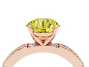 Round Vintage Pavé Engagement Ring Setting for a Fancy Yellow Lab-Grown Diamond | Rose Gold