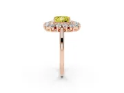 Princess Cut Floral Double Halo Engagement Ring Setting for a Fancy Yellow Lab-Grown Diamond | Plain Band | Rose Gold