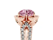 Round Petal Frame Floral Halo Engagement Ring Setting for a Fancy Pink Lab-Grown Diamond | Pavé Split Shank | Rose Gold