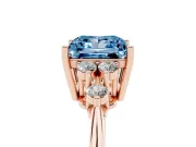 Princess Cut Cluster Accent Engagement Ring Setting for a Fancy Blue Lab-Grown Diamond | Rose Gold