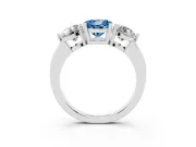Round Three Stone Engagement Ring Setting for a Fancy Blue Lab-Grown Diamond | Large Round Side Stones | Platinum