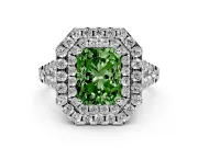 Radiant Cut Halo Engagement Ring Setting for a Fancy Green Lab-Grown Diamond | Sterling Silver - Design NV-24796