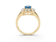 Radiant Cut Cluster Halo Engagement Ring Setting for a Fancy Blue Lab-Grown Diamond | Large Round Accents | Yellow Gold